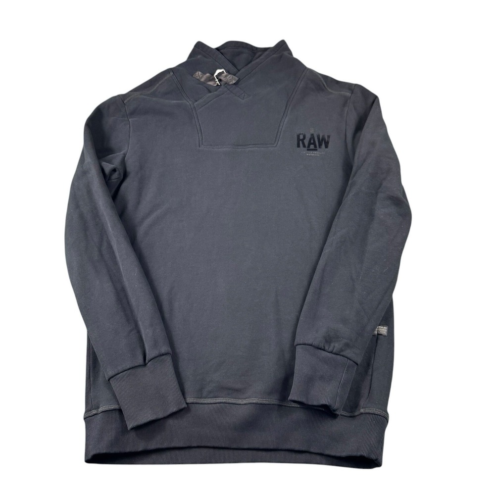 G-Star Raw Black Gunner Aero L/S Thick Cotton Blend Mens Pullover Size XL